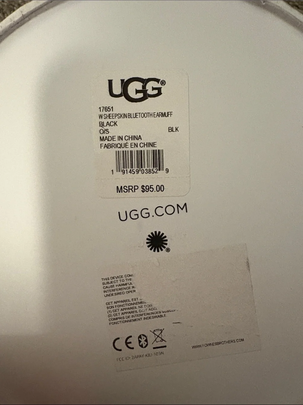 UGG Bluetooth Earmuffs - White and Black Packaging